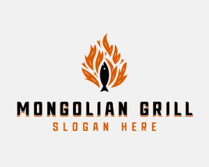 Fish Grilling Flame logo design