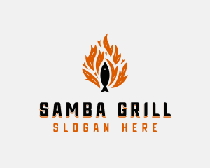 Fish Grilling Flame logo design