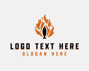 Barbecue - Fish Grilling Flame logo design