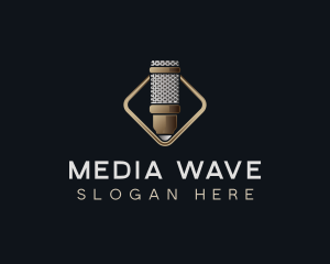 Microphone Broadcasting Podcast logo design