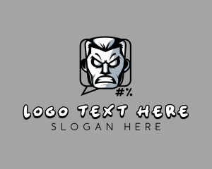 Antisocial - Angry Man Cursing logo design