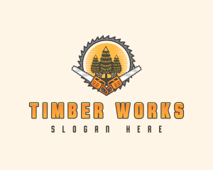 Chainsaw Tree Logging logo design