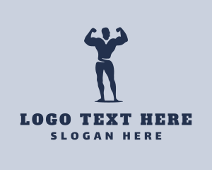 Training - Weightlifter Muscle Flex logo design