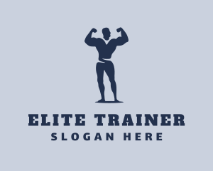 Weightlifter Muscle Flex logo design