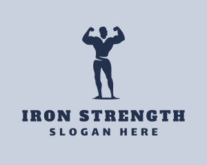 Weightlifter Muscle Flex logo design
