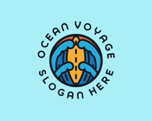 Surfboard Ocean Wave logo design