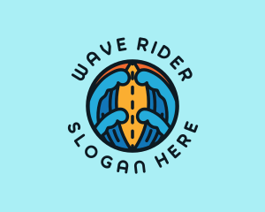 Surfboard Ocean Wave logo design