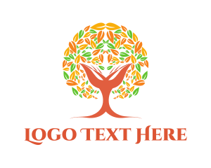 Eco - Cacao Tree Leaves logo design