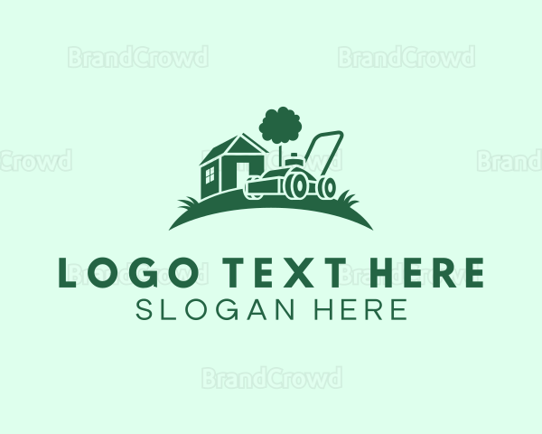 House Backyard Lawn Mower Logo