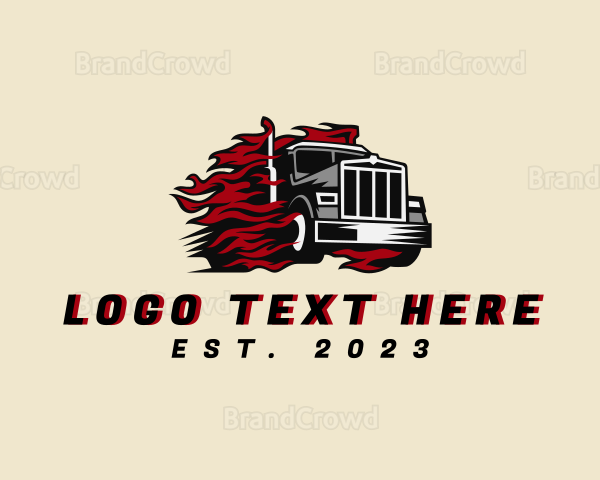 Fast Moving Flame Freight Truck Logo