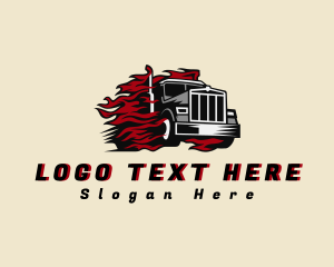 Fast Moving Flame Freight Truck  Logo