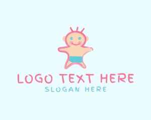 Children Care - Cute Baby Scribble logo design