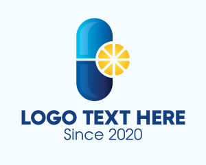 Drug - Citrus Vitamin Pill logo design