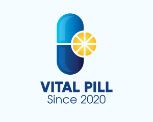 Pill - Citrus Vitamin Pill logo design