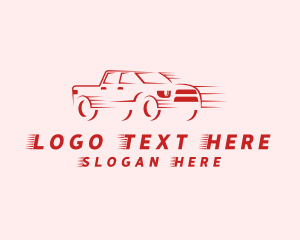 Driving - Fast Pickup Truck Vehicle logo design