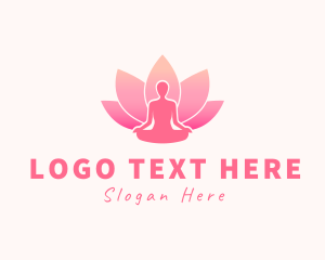 Meditation - Human Lotus Silhouette logo design