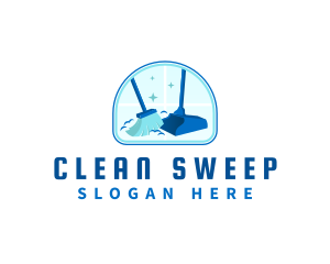Cleaning Broom Sweeping logo design