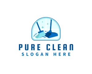 Cleaning Broom Sweeping logo design