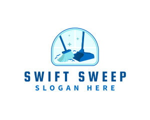 Cleaning Broom Sweeping logo design