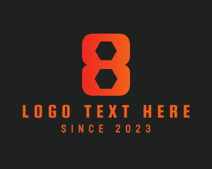 Gradient - Hexagon Cyber Number 8 logo design