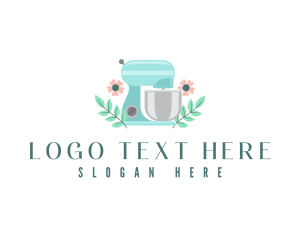 Stand Mixer - Floral Culinary Baking logo design
