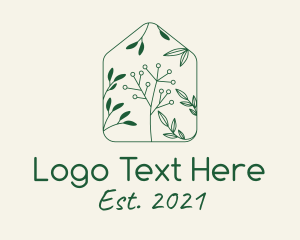 Floral - Flower House Outline logo design