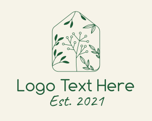 Green - Flower House Outline logo design