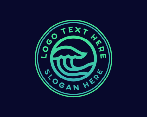Surfing - Simple Ocean Wave logo design