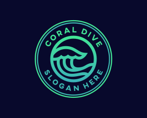 Snorkeling - Simple Ocean Wave logo design