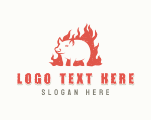 Flaming - Pork Barbecue Grilling logo design