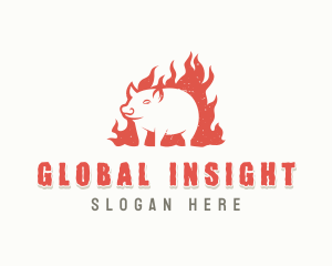 Flame - Pork Barbecue Grilling logo design