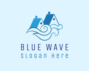 Blue House Waves logo design
