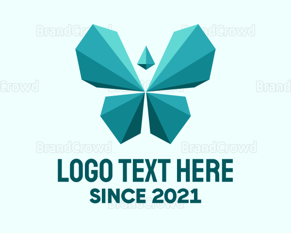 Geometric Blue Butterfly Logo