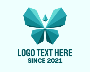 Gemstone - Geometric Blue Butterfly logo design