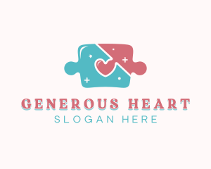 Heart Star Puzzle logo design