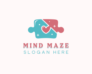 Puzzle - Heart Star Puzzle logo design