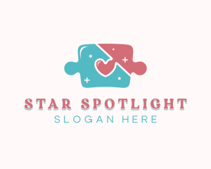 Heart Star Puzzle logo design