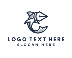 Biography - Fish Pen Letter C logo design