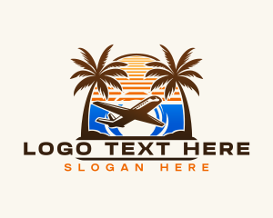 Beach - Palm Tree Airplane logo design