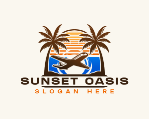 Palm Tree Airplane logo design