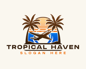 Palm Tree Airplane logo design