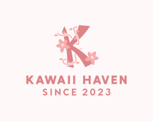 Japanese Flower Boutique Letter K logo design