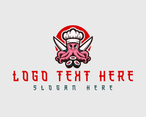 Gourmet - Knife Sushi Octopus logo design