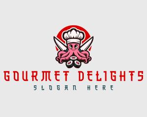 Knife Sushi Octopus logo design