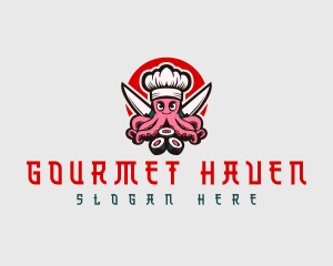 Knife Sushi Octopus logo design