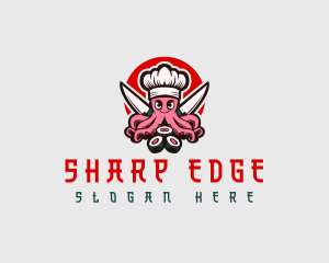 Knife Sushi Octopus logo design