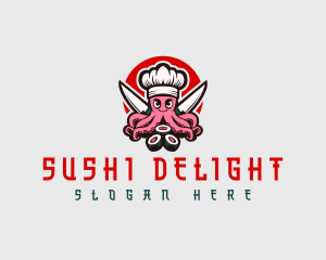 Knife Sushi Octopus logo design