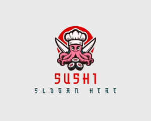 Knife Sushi Octopus logo design