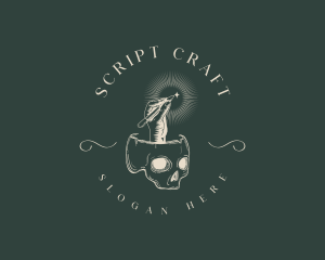 Screenwriter - Skull Hand Pen logo design