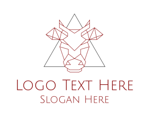 Line - Geometric Cow Head logo design